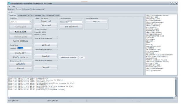 AG-201 configuration software