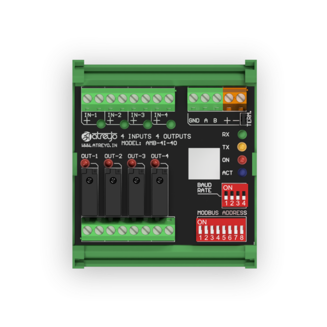 Output expander with Modbus RTU interface AMB-4I-4O